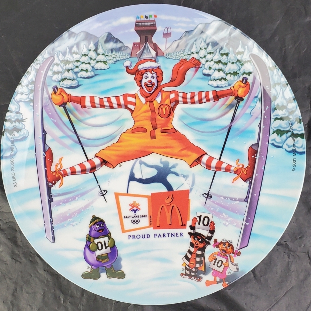 McDonalds VTG 2002 Salt Lake City Winter Olympics Ronald Melamine Plate - EUC
